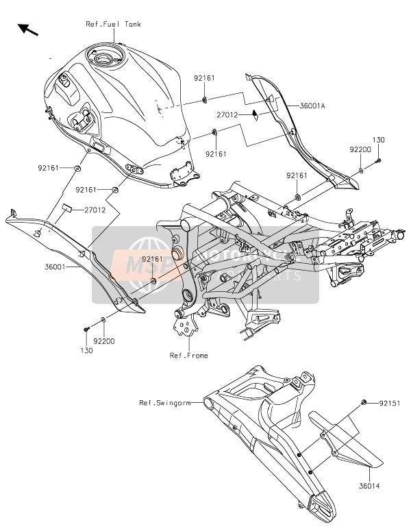 Kawasaki VERSYS 650 2020 Zijkuipen & Kettingscherm voor een 2020 Kawasaki VERSYS 650