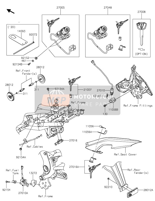 140931044, Cover,Ignition Schakelaar KLE650FL, Kawasaki, 0