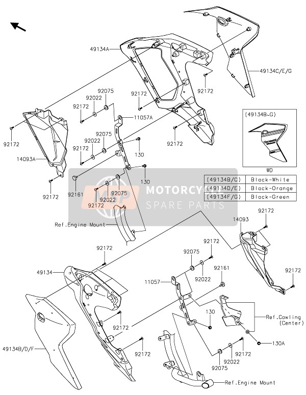 491345177660, Shroud,Outer,Lh,M.S.Black, Kawasaki, 0