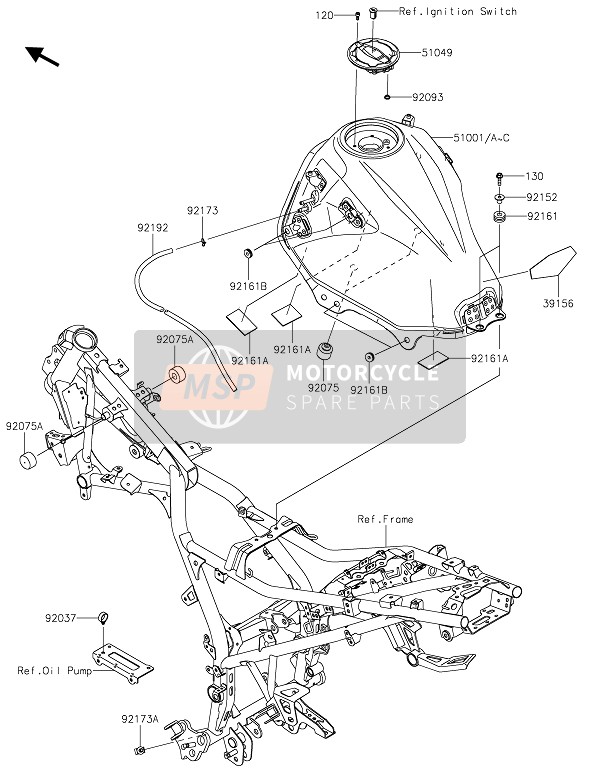 Kawasaki VERSYS-X 300 2020 Benzinetank voor een 2020 Kawasaki VERSYS-X 300