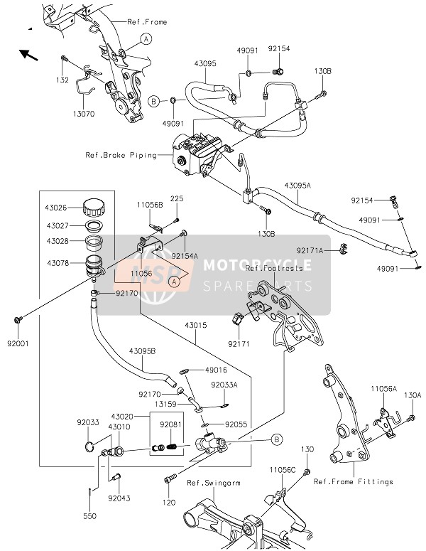 Kawasaki VULCAN S 2020 Hoofdremcilinder achter voor een 2020 Kawasaki VULCAN S