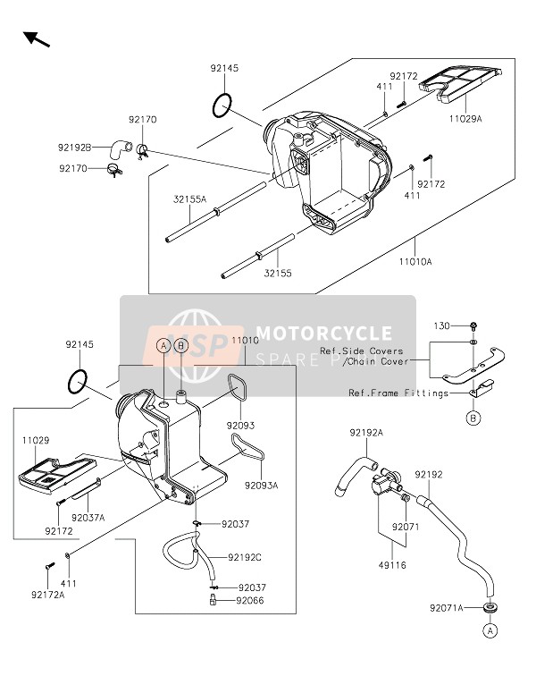 110100973, FILTER-ASSY-AIR,Rh, Kawasaki, 0