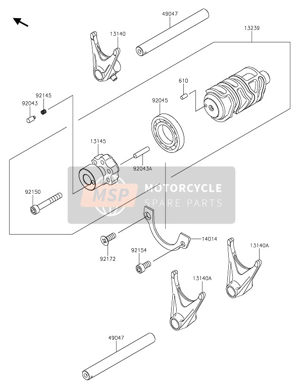 Kawasaki W800 2020 SCHALTTROMMEL & SCHALTGABEL(N) für ein 2020 Kawasaki W800