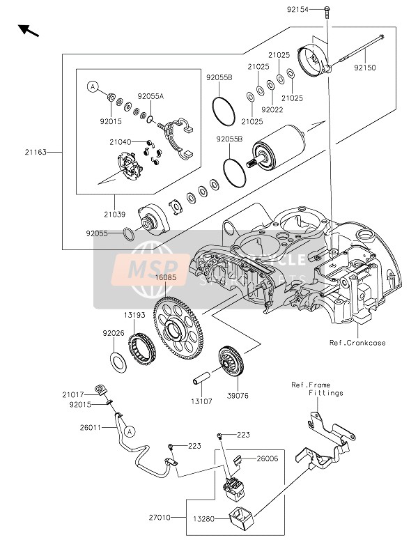 Kawasaki W800 2020 Startmotor voor een 2020 Kawasaki W800