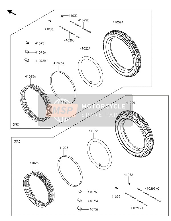 410090834, Tire,Fr,100/90-19 57H,K300F Gp, Kawasaki, 0