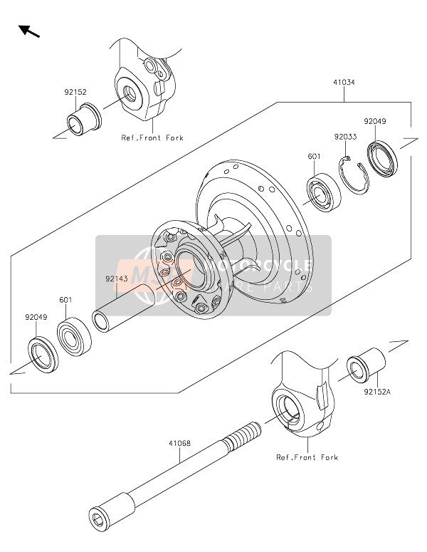 Kawasaki W800 2020 Mozzo anteriore per un 2020 Kawasaki W800