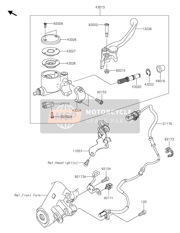 Kawasaki W800 2020 Pompa freno anteriore per un 2020 Kawasaki W800