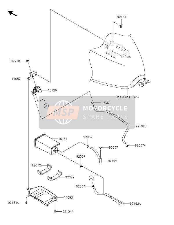 Kawasaki W800 CAFE 2020 Système d'évaporation de carburant pour un 2020 Kawasaki W800 CAFE