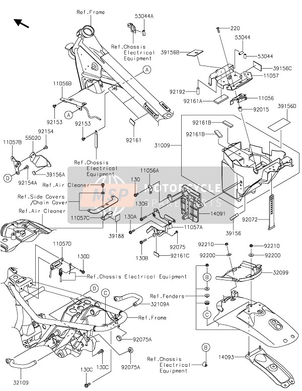 Kawasaki W800 CAFE 2020 Frame Montagestukken voor een 2020 Kawasaki W800 CAFE