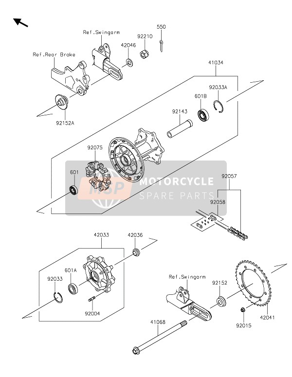 Kawasaki W800 CAFE 2020 Buje trasero para un 2020 Kawasaki W800 CAFE