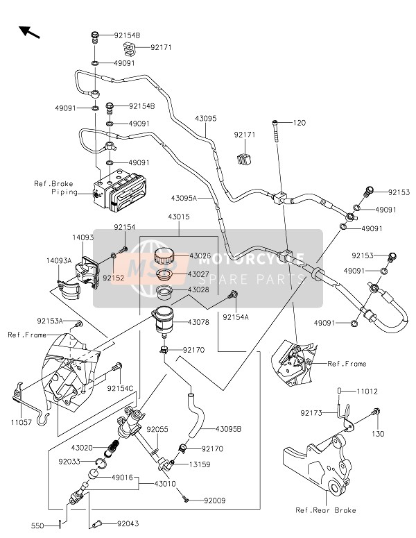 Kawasaki W800 CAFE 2020 Maître-cylindre arrière pour un 2020 Kawasaki W800 CAFE