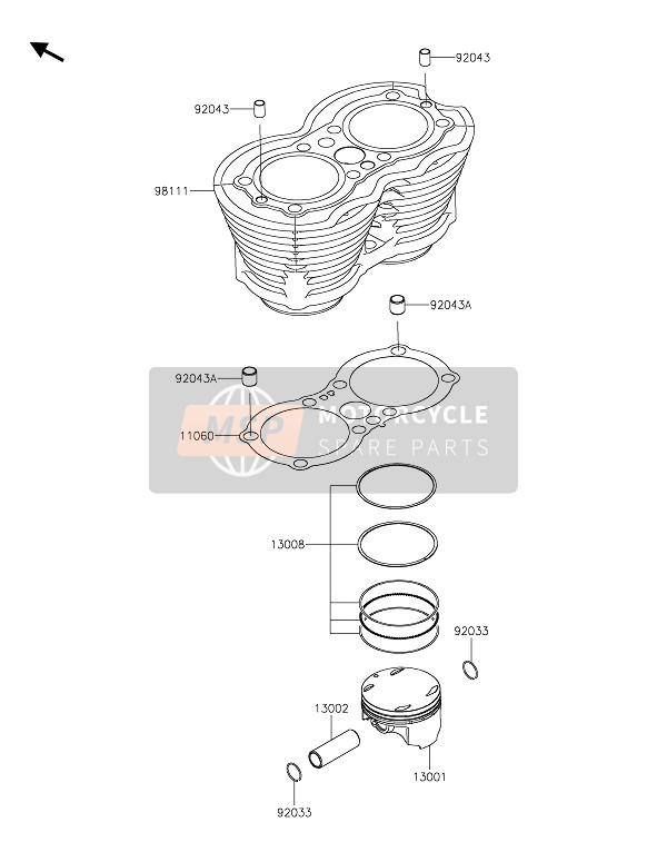 Kawasaki W800 STREET 2020 Cylindre & Piston(S) pour un 2020 Kawasaki W800 STREET