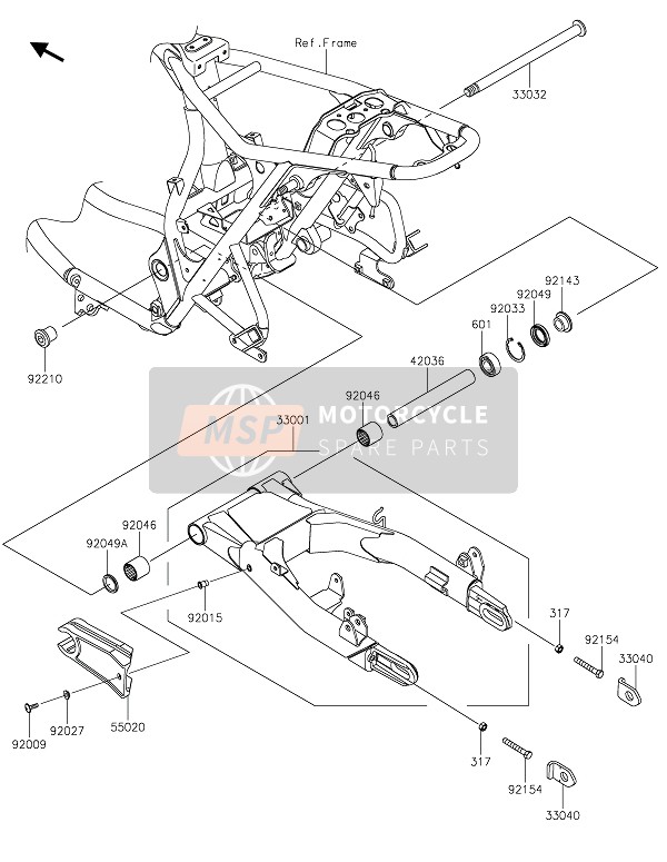 Kawasaki W800 STREET 2020 Achterbrug voor een 2020 Kawasaki W800 STREET