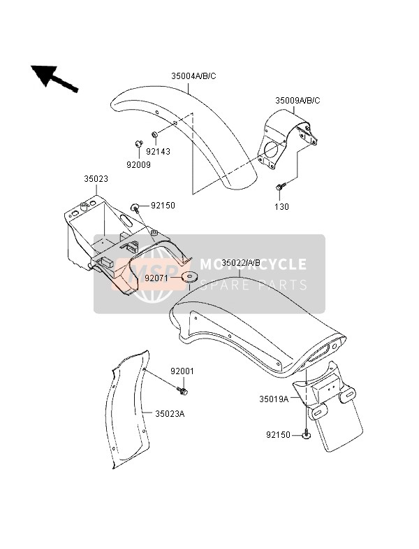 350040082RL, FENDER-FRONT,P.G.Black VN800-A, Kawasaki, 1