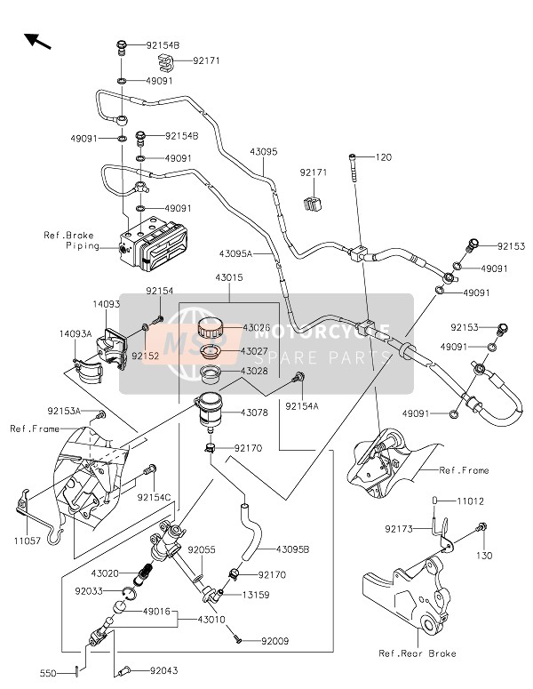 Kawasaki W800 STREET 2020 Maître-cylindre arrière pour un 2020 Kawasaki W800 STREET