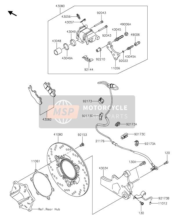 Kawasaki W800 STREET 2020 Freno posteriore per un 2020 Kawasaki W800 STREET