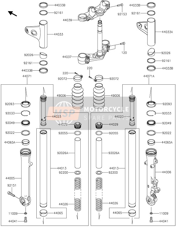 Kawasaki W800 STREET 2020 VORDERRADGABEL für ein 2020 Kawasaki W800 STREET