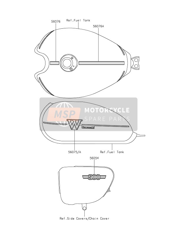 Kawasaki W800 STREET 2020 Calcomanías para un 2020 Kawasaki W800 STREET