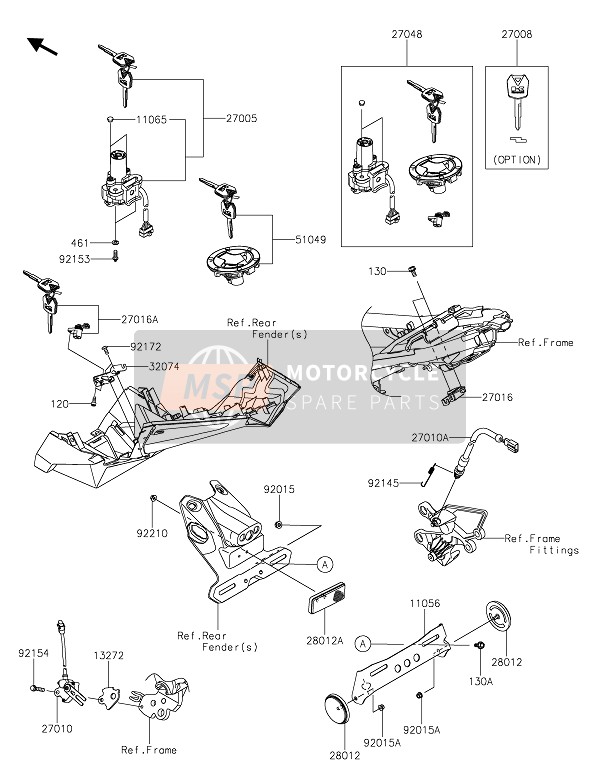 Kawasaki Z125 2020 Contactslot voor een 2020 Kawasaki Z125