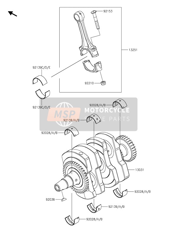 Kawasaki Z400 2020 CRANKSHAFT for a 2020 Kawasaki Z400