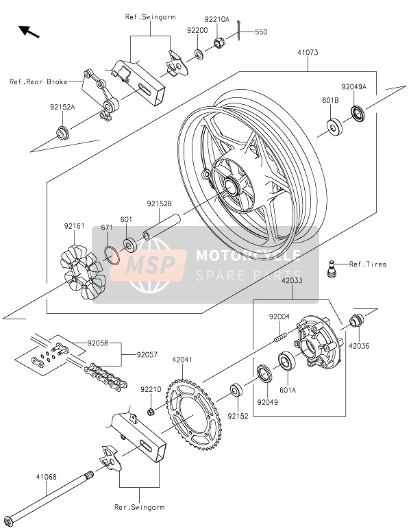 Kawasaki Z400 2020 REAR HUB for a 2020 Kawasaki Z400