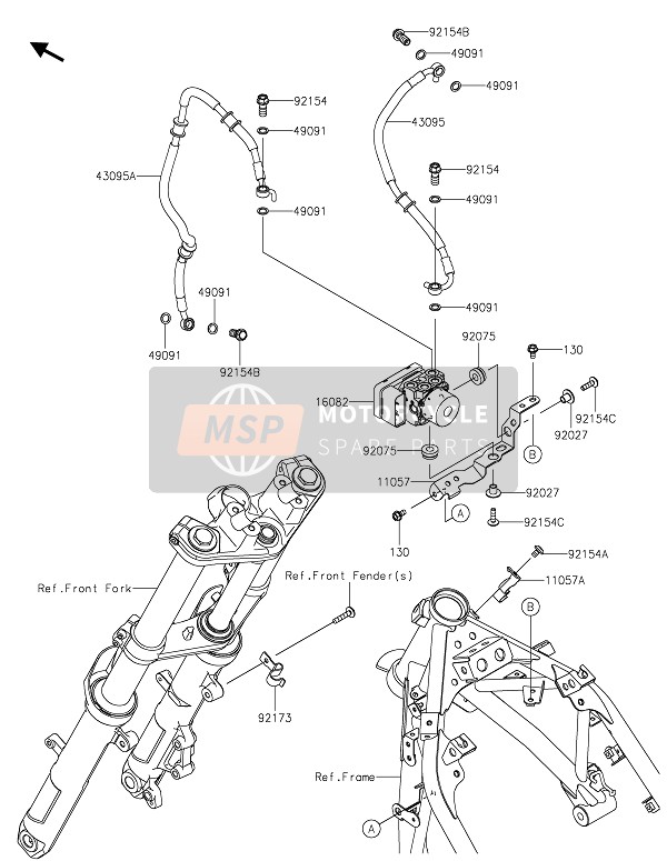 430951580, HOSE-BRAKE, HU-FR M/cylind, Kawasaki, 0