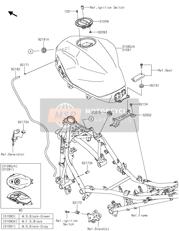 510905427660, TANK-COMP-FUEL,M.S.Black, Kawasaki, 0