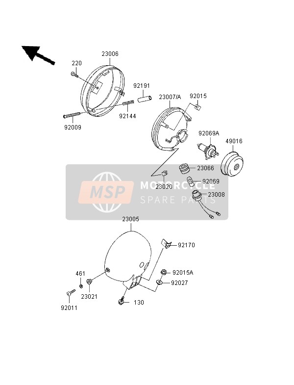 Kawasaki VN800 1996 Headlight for a 1996 Kawasaki VN800