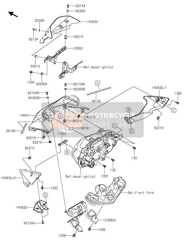 140930742, Cover, Head Lamp, Lwr, Kawasaki, 0