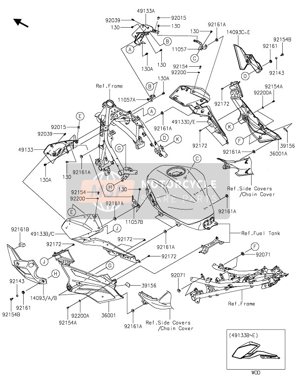 14093074753U, Cover,Radiator,Rh,M.M.G.Gray, Kawasaki, 0