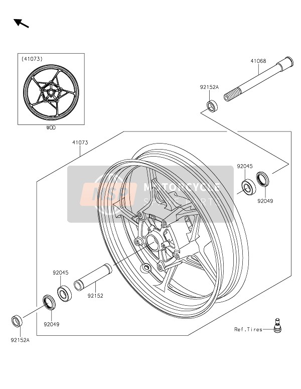 Kawasaki Z900 2020 Buje delantero para un 2020 Kawasaki Z900