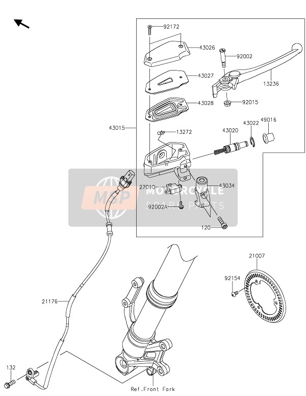 Kawasaki Z900 2020 FRONT MASTER CYLINDER for a 2020 Kawasaki Z900