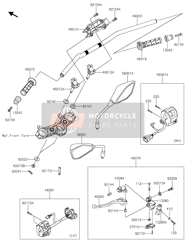 46003075218R, Handle, F.S.Black, Kawasaki, 0