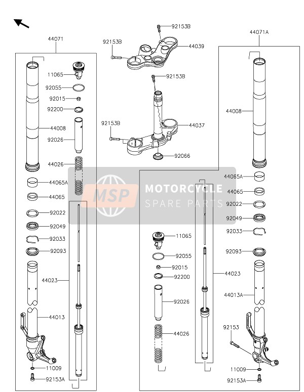 Kawasaki Z900RS 2020 FRONT FORK for a 2020 Kawasaki Z900RS