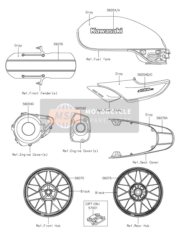 Kawasaki Z900RS 2020 Décalcomanies (Gris) pour un 2020 Kawasaki Z900RS