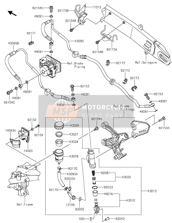 Kawasaki Z900RS CAFE 2020 REAR MASTER CYLINDER for a 2020 Kawasaki Z900RS CAFE