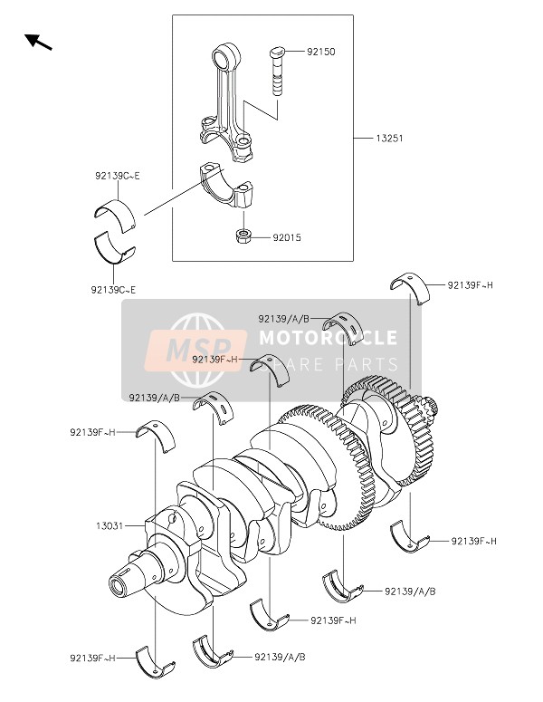 Kawasaki Z1000 2020 Cigüeñal para un 2020 Kawasaki Z1000