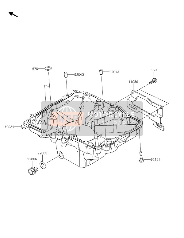 Kawasaki Z1000 2020 OIL PAN for a 2020 Kawasaki Z1000