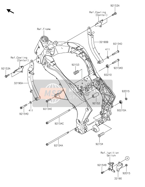 Kawasaki Z1000 2020 Montaje del motor para un 2020 Kawasaki Z1000