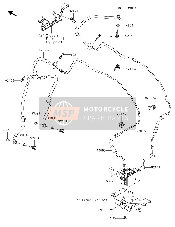 Kawasaki Z1000 2020 BRAKE PIPING for a 2020 Kawasaki Z1000