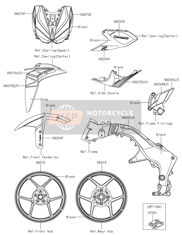 Kawasaki Z1000 2020 DECALS (BLACK) for a 2020 Kawasaki Z1000