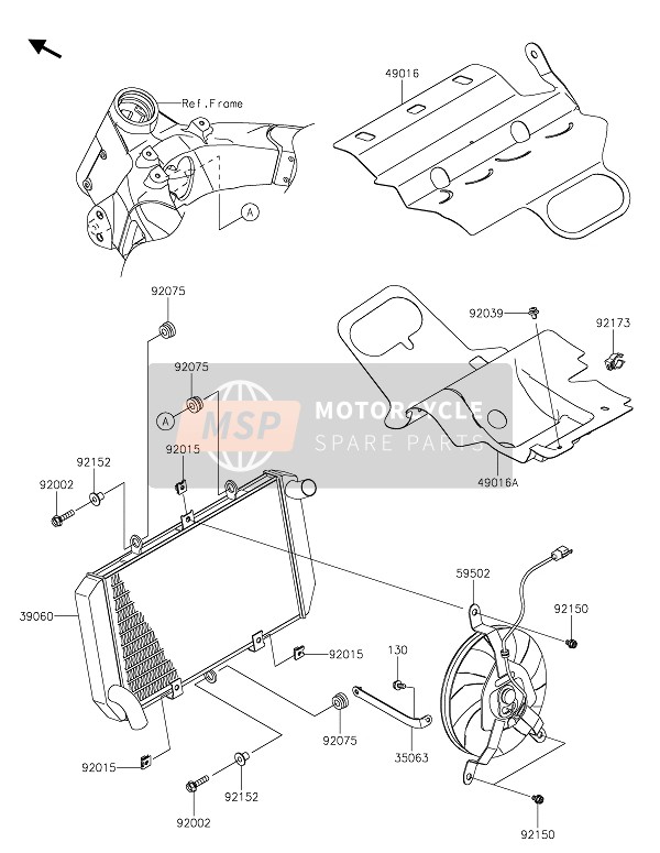 Kawasaki Z1000R EDITION 2020 Radiator voor een 2020 Kawasaki Z1000R EDITION