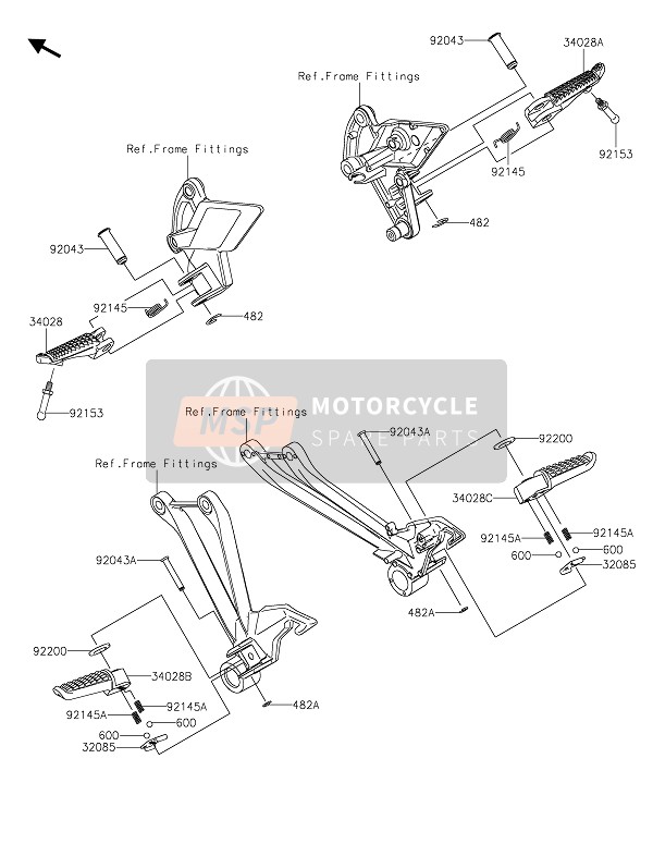 Kawasaki Z1000R EDITION 2020 FOOTRESTS for a 2020 Kawasaki Z1000R EDITION