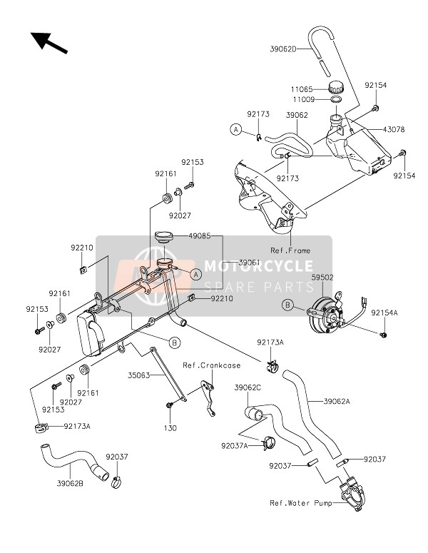 390620808, HOSE-COOLING,HEAD-RAD, Kawasaki, 0