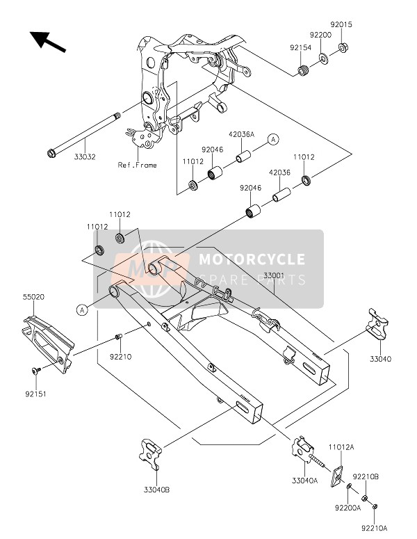 Kawasaki NINJA 125 2021 Achterbrug voor een 2021 Kawasaki NINJA 125