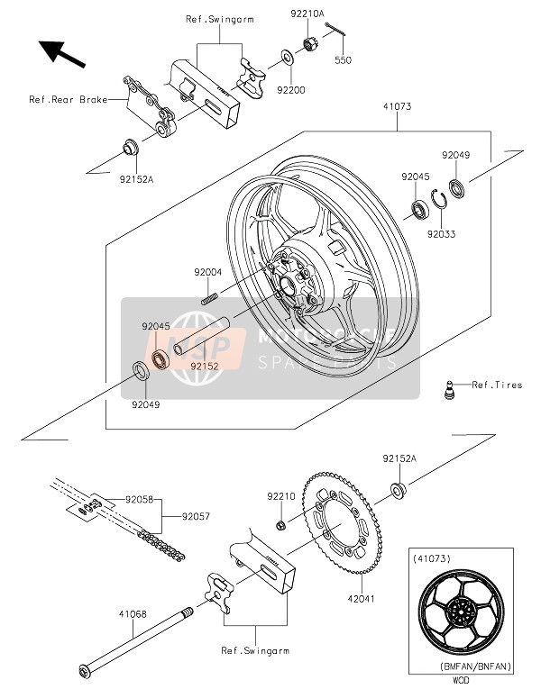 Kawasaki NINJA 125 2021 Hinterradnabe für ein 2021 Kawasaki NINJA 125