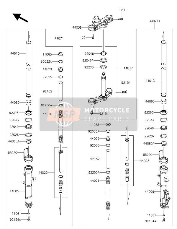 Kawasaki NINJA 125 2021 Forcella anteriore per un 2021 Kawasaki NINJA 125