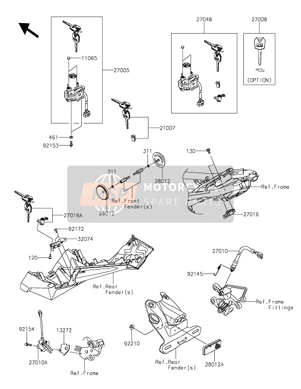 Kawasaki NINJA 125 2021 Interruttore di accensione per un 2021 Kawasaki NINJA 125