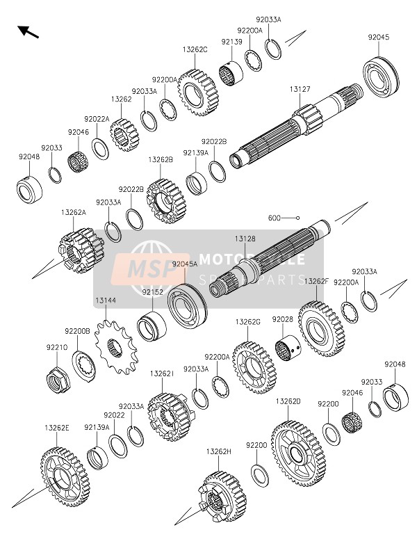 131270707, SHAFT-TRANSMISSION Input,13T, Kawasaki, 0