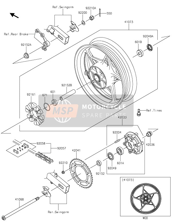 Kawasaki NINJA 400 2021 Moyeu arrière pour un 2021 Kawasaki NINJA 400